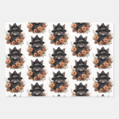 Schattigee zwarte kat in een heks Pet Inpakpapier Vel (Voorkant 2)