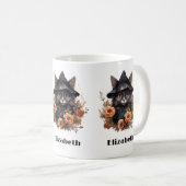 Schattigee zwarte kat in een heks Pet Koffiemok (Voorkant rechts)
