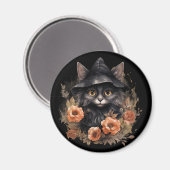 Schattigee zwarte kat in een heks Pet Magneet (Voorkant / Achterkant)