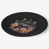 Schattigee zwarte kat in een heks Pet Papieren Bordje (Gekanteld)