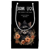 Schattigee zwarte kat in een heks Pet Party Dank u Klein Cadeauzakje (Voorkant)