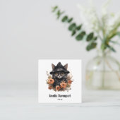 Schattigee zwarte kat in een heks Pet Vierkante Visitekaartje (Staand voorkant)