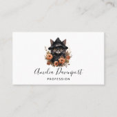 Schattigee zwarte kat in een heks Pet Visitekaartje (Voorkant)