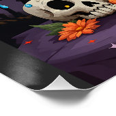 Schattigee zwarte kat in heks Pet Halloween Night  Perfect Poster (Hoek)