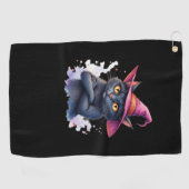 Schattigee zwarte kat in heks Pet - magische Hallo Golfhanddoek (Horizontaal)