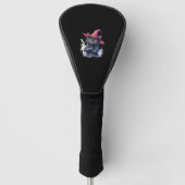 Schattigee zwarte kat in heks Pet - magische Hallo Golfheadcover (Voorkant)