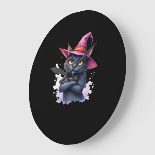 Schattigee zwarte kat in heks Pet - magische Hallo Grote Klok (Hoek)