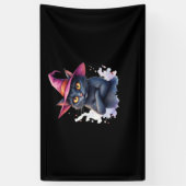 Schattigee zwarte kat in heks Pet - magische Hallo Spandoek (Verticaal)
