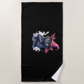 Schattigee zwarte kat in heks Pet - magische Hallo Strandlaken (Voorkant)