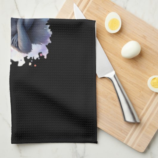 Schattigee zwarte kat in heks Pet - magische Hallo Theedoek (Quarter Fold)