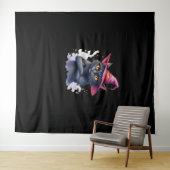 Schattigee zwarte kat in heks Pet - magische Hallo Wandkleed (In Situ (horizontaal))