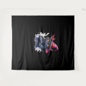 Schattigee zwarte kat in heks Pet - magische Hallo Wandkleed (Voorkant (horizontaal))