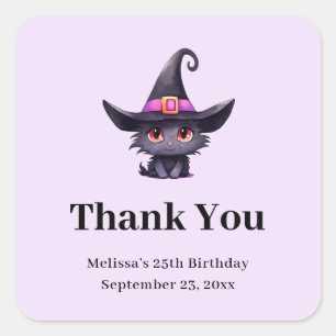 Schattigee zwarte kat in het Pet van een heks Vierkante Sticker