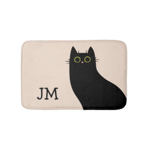Schattigee zwarte kat in Mid Century stijl Badmat