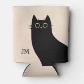 Schattigee zwarte kat in Mid Century stijl Blikjeskoeler (Voorkant)