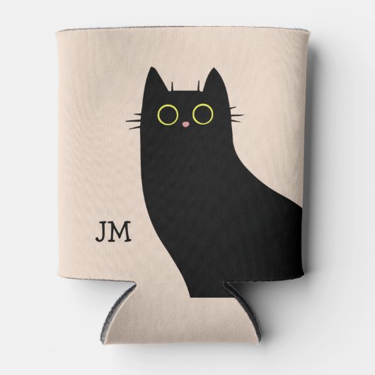 Schattigee zwarte kat in Mid Century stijl Blikjeskoeler (Voorkant)