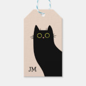 Schattigee zwarte kat in Mid Century stijl Cadeaulabel (Voorkant)
