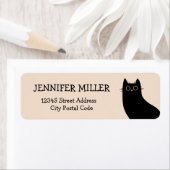 Schattigee zwarte kat in Mid Century stijl Etiket (Insitu)