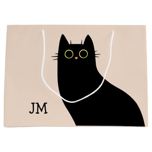 Schattigee zwarte kat in Mid Century stijl Groot Cadeauzakje (Voorkant)