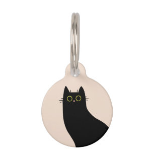 Schattigee zwarte kat in Mid Century stijl Huisdierpenning