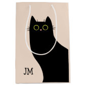 Schattigee zwarte kat in Mid Century stijl Medium Cadeauzakje (Voorkant)