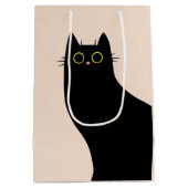 Schattigee zwarte kat in Mid Century stijl Medium Cadeauzakje (Achterkant)