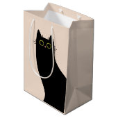Schattigee zwarte kat in Mid Century stijl Medium Cadeauzakje (Achterkant Gekanteld)