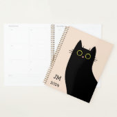 Schattigee zwarte kat in Mid Century stijl Planner (Display)
