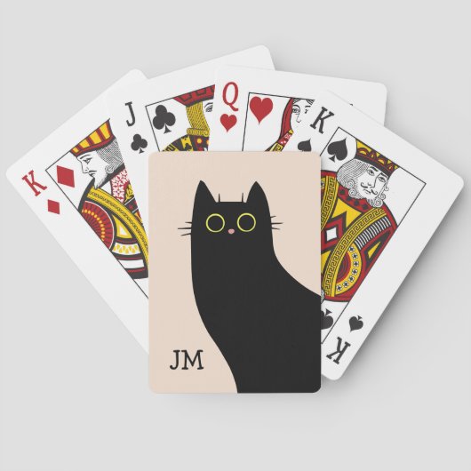 Schattigee zwarte kat in Mid Century stijl Pokerkaarten (Achterkant)