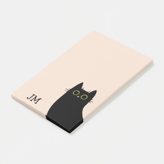 Schattigee zwarte kat in Mid Century stijl Post-it® Notes (Schuin)