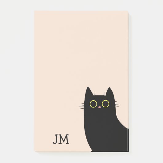 Schattigee zwarte kat in Mid Century stijl Post-it® Notes (Voorkant)