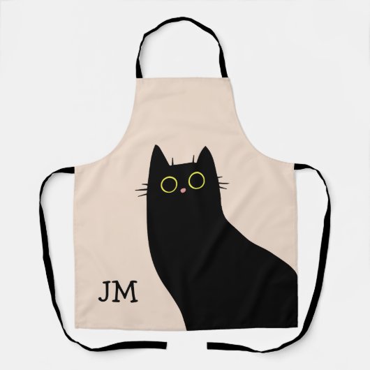 Schattigee zwarte kat in Mid Century stijl Schort (Voorkant)