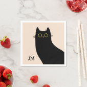 Schattigee zwarte kat in Mid Century stijl Servet (Insitu)