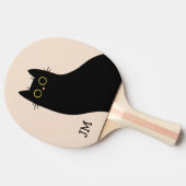 Schattigee zwarte kat in Mid Century stijl Tafeltennisbatje (Zijkant)