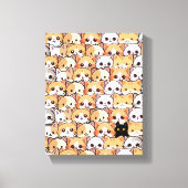 Schattigee zwarte kat in oranje katten huisdier Na Canvas Afdruk (Voorkant)