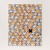 Schattigee zwarte kat in oranje katten huisdier Na Legpuzzel (Verticaal)