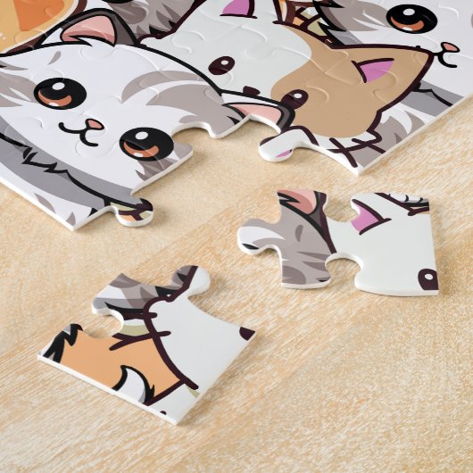 Schattigee zwarte kat in oranje katten huisdier Na Legpuzzel (Zijkant)