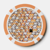 Schattigee zwarte kat in oranje katten huisdier Na Poker Chips (Achterkant)