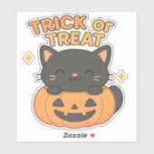 Schattigee zwarte kat in pompoen – Trick or treat Sticker (Vel)