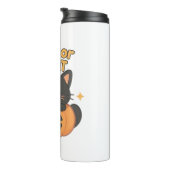 Schattigee zwarte kat in pompoen – Trick or treat Thermosbeker (Geroteerd rechts)