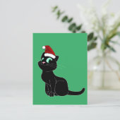 SCHATTIGEE ZWARTE KAT KERSTMIS ART BRIEFKAART (Staand voorkant)