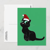 SCHATTIGEE ZWARTE KAT KERSTMIS ART BRIEFKAART (Voorkant / Achterkant)