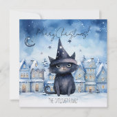 Schattigee Zwarte Kat Kerstvakantie Feestdagenkaart (Voorkant)
