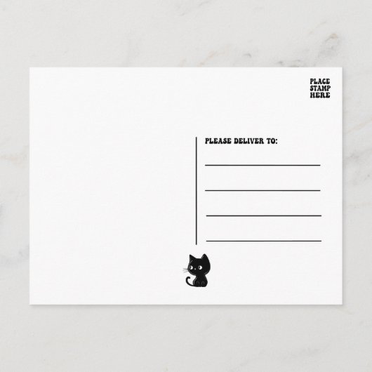 Schattigee zwarte kat kitten Kat dank u Briefkaart (Achterkant)