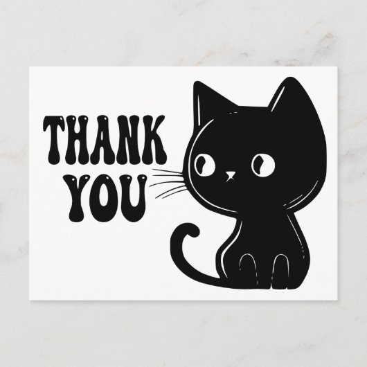 Schattigee zwarte kat kitten Kat dank u Briefkaart (Voorkant)