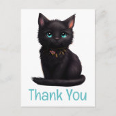 Schattigee zwarte kat kitten Kat dank u Briefkaart (Voorkant)