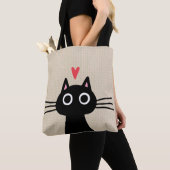 Schattigee zwarte kat | Kitten met Valentijn hart Tote Bag (Dichtbij)