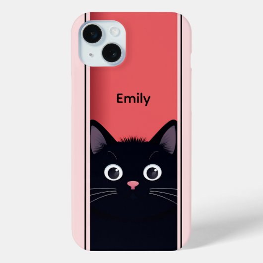Schattigee zwarte kat kitten modern gepersonalisee Case-Mate iPhone case (Achterkant)