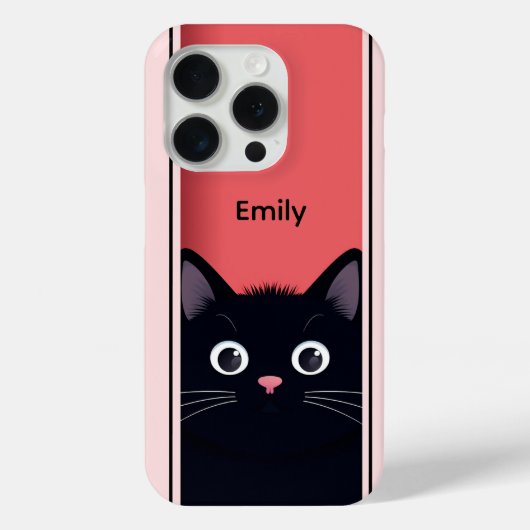 Schattigee zwarte kat kitten modern gepersonalisee Case-Mate iPhone case (Achterkant)