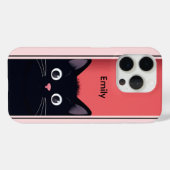 Schattigee zwarte kat kitten modern gepersonalisee Case-Mate iPhone case (Achterkant (horizontaal))